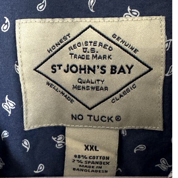 ST. JOHN'S BAY MEN'S BLUE SHORT SLEEVE BUTTON DOWN SHIRT SIZE XXL - Picture 4 of 7